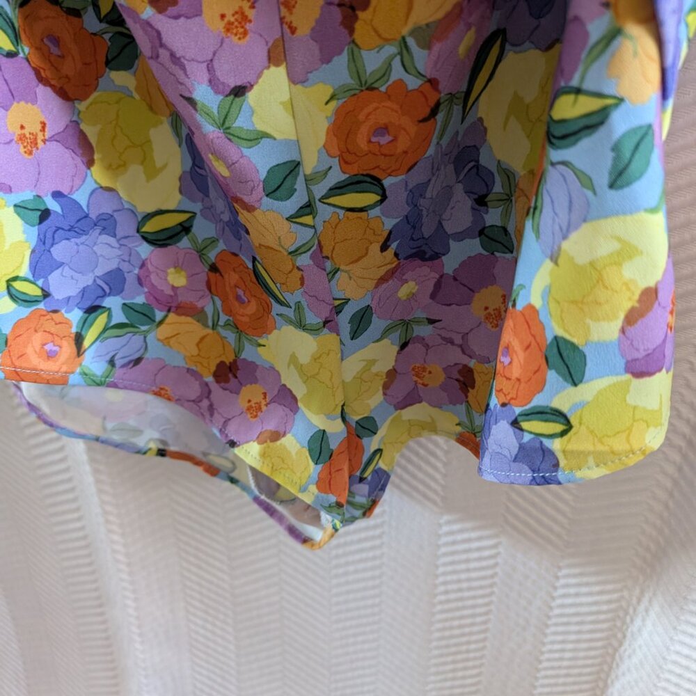 Zara Floral Mini Dress Satin low back hidden shorts size XXL Feminine Vacation - Picture 9 of 16
